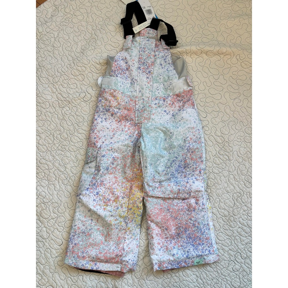 Roxy Girl Lola Bib‎ Snow Ski Bib Paint Splatter Insulated Size 3T #660